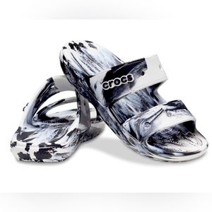 Classic Crocs Marbled Sandals with crocs jibbitz charms; unisex sizes